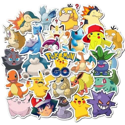 50PCS Pokemon Figures Pikachu Sticker Aesthetics Cartoon Anime Cute Graffiti Water Cup Guitar Bike Suitcase Notebook Sticker