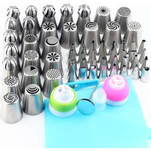 65 Pcs/Set Sugar craft Flower Russian Pastry Tips Fondant Cake Decorating Stainless Steel Kitchen Baking Pastry Tool
