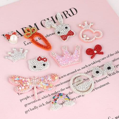 20pcs/lot Padded Rhinestone Pearl crown Applique for DIY Clothes Patch Hat Shoes Headwear Hair Clips Decoration