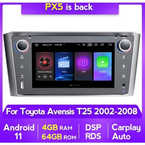 4G+64G Car Radio Android 11 DSP For Toyota Avensis T25 2002 2003-2008 Multimedia Video Player GPS Navigation WIFI Carplay Auto