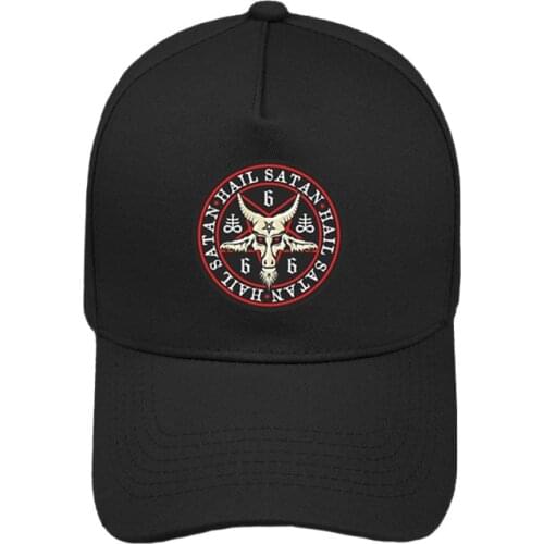 Hail Satan 666 Baphomet Pentagram Devil Baseball Caps Men Women Pendant Red Goat Hats Cotton Unisex adjustable Cap