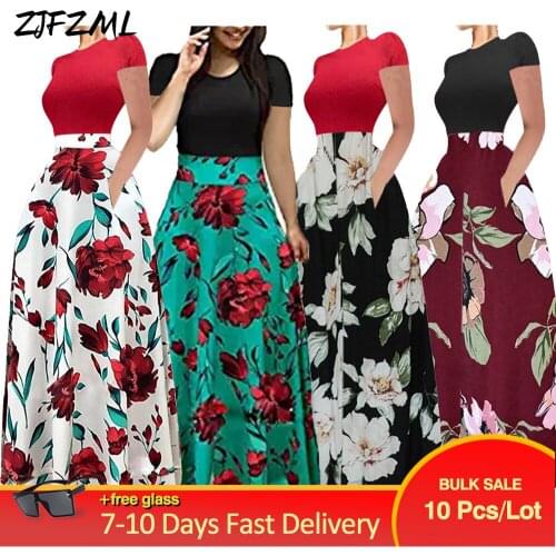 Bulk Items Wholesale Lots Womens Clothing Classy Two Piece Outfits Short Sleeve Bandage Tops+flower Print Skirt Co Ord Suits