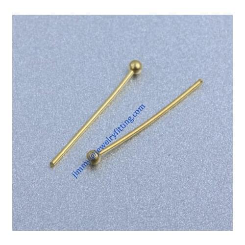 Jewelry Making findings Raw brass metal Ball head Pins Ball pins wholesale 0.6*16mm with 1.5mm beads shipping free