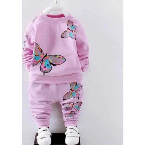 Kids clothes 2017 autumn kids Butterfly clothes set long sleeve top+pants 2 pcs cotton outfit clothes