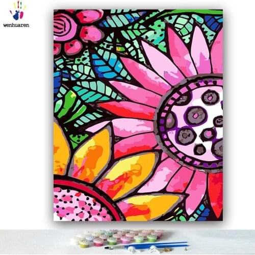 DIY colorings pictures by numbers with colors Abstract sunflower flower picture drawing painting by numbers framed Home
