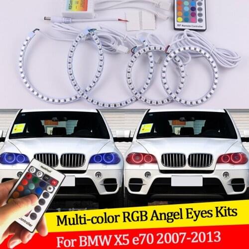 For BMW X6 E71 E72 X6M 2008-2014 16 colors RGB Angel Eyes LED Halo Rings RF Wireless Control DRL