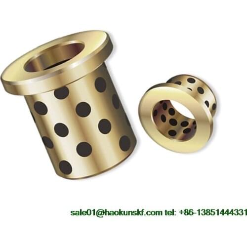 JFB0812 / 0812F (Size:8*12*12/20*2mm) Flanged Solid-Lubricanting Oilless Graphite Brass Bushing|Copper Bearing