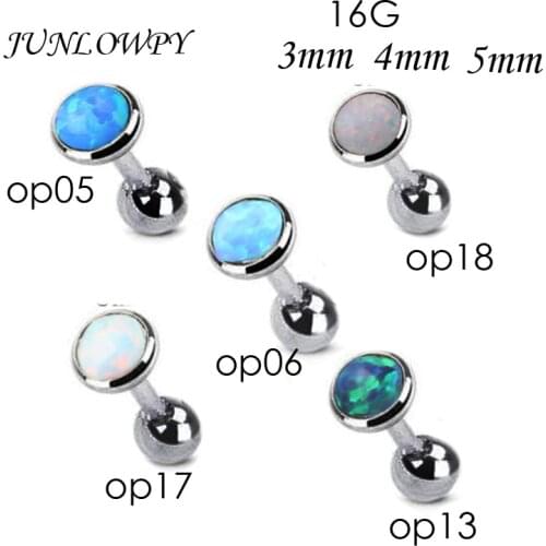 JUNLOWPY 30 piece 316L Stainless Steel Opal Tragus Earring Helix Barbell Ear Piercing Cartilage Ring Jewelry For Women