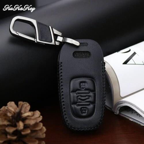 Leather Car Key Cover Shell with Leather Keychain Case For Audi B6 B7 B8 A4 A5 A6 A7 A8 Q5 Q7 R8 TT S5 S6 S7 S8 SQ5 RS5 Q2 TT