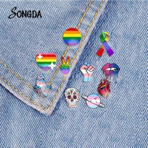 LGBT Gay Pride Rainbow Acrylic Lapel Pins Collection Badges on Clothes Denim Backpack Accessories Epoxy Cute Brooches Wholesale