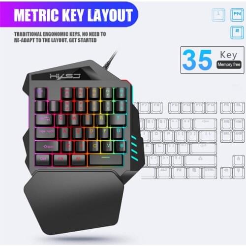 V100 One-Handed Mechanical Gaming Keyboard RGB Backlit Portable Mini Gaming Keypad Game Controller For PC PS4 Xbox Gamer