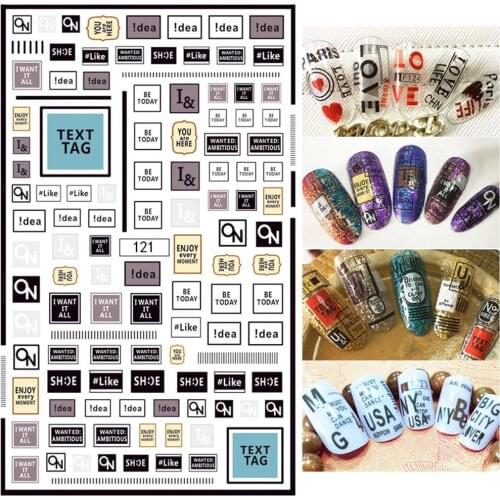 Fashion 3D English Letters Numbers Nail Sticker Full Cover Wrap Art Decoration Manicure Beauty Nail Art Tool