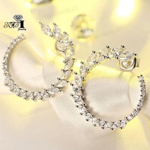 YaYI Fashion Princess Cut White Natural Cubic Zirconia Silver Color Wedding Party Lover Wear Ear Stud Precious Tassel Earrings