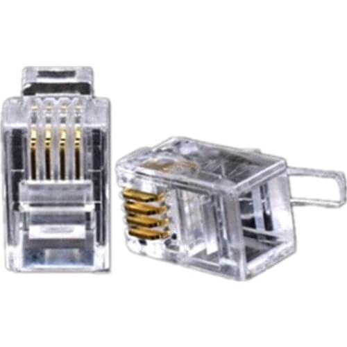 100pcs Crystal Head RJ11 4P4C Modular Plug Gold Plated Brand New Network Connectors