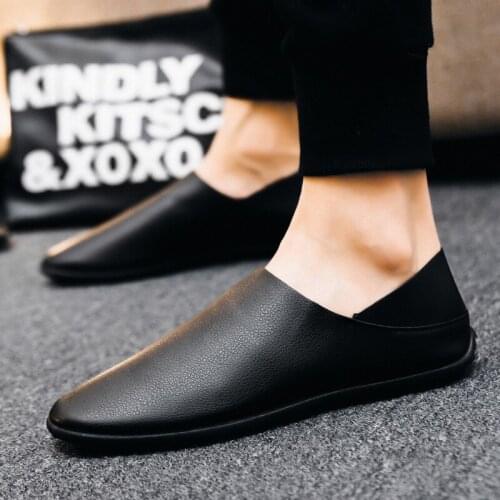 2021 Spring Autumn New Concise Style Leather Casual Shoes for Man Breathable Rubber Flat Casual Loafers with Platform for Daily