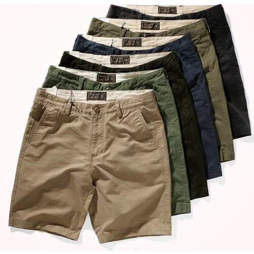 2021 Summer New American Casual Shorts Mens Simple Pure Cotton Washed Old Woven Twill Khaki Retro Business Five-point Pants