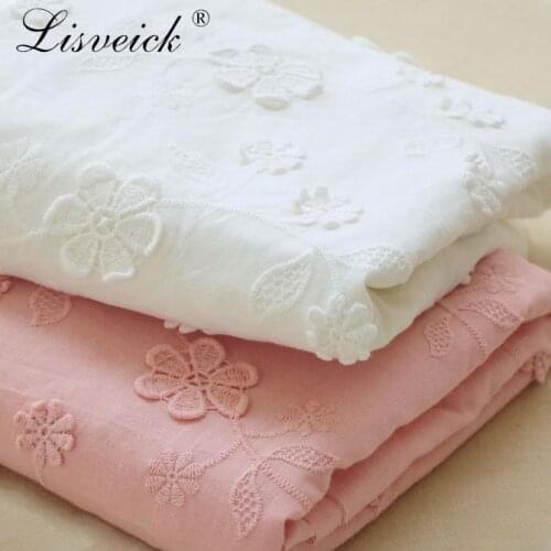 Wholesale 1yard Embroidery flower cotton Lace Fabric For dress Cloth Wedding Garment Accessories 1237