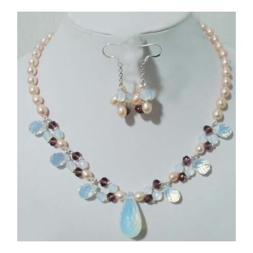 Natural Moonstone pearl necklace earring Fashion AKOYA word mujer for women jewelry 925 fine quality jewelry nature fresh