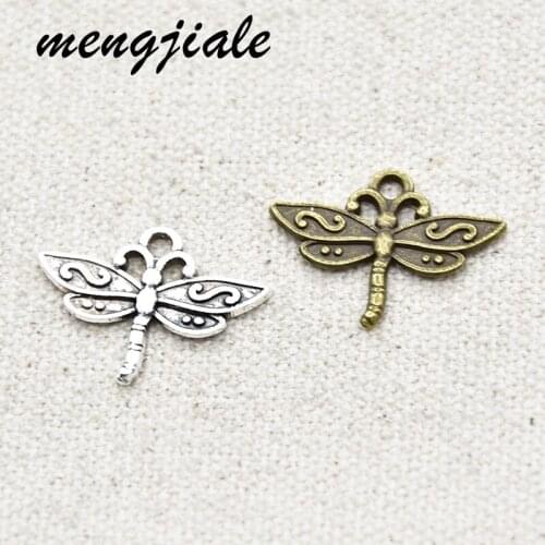 30pcs Wholesale Two Color Dragonfly Charms Zinc Alloy Metal Pendants For DIY Handmade Jewelry Accessories Making 23*17mm