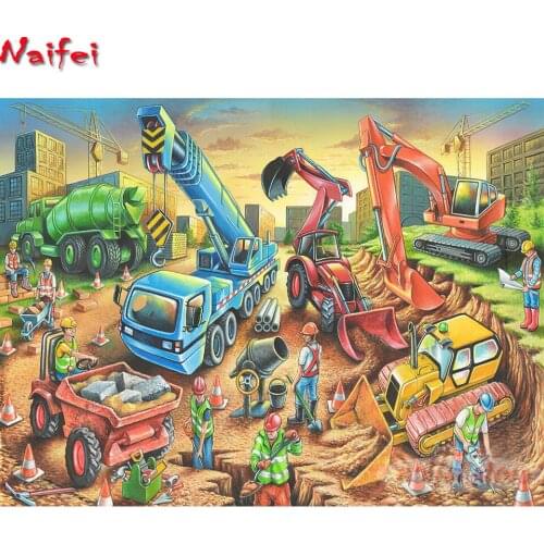 Full Round square Drill 5D DIY diamond painting Builders Site Embroidery cartoon Cross Stitch Home Decor mosaic diamond art