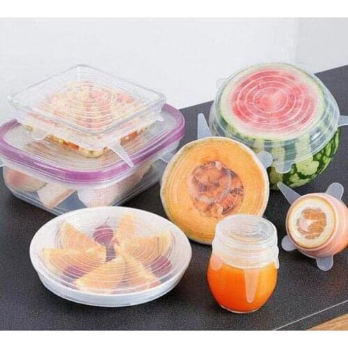 Crisper Cover Silicone Lid Film Cover Stretcher Bowl Seal Food-grade Household Multi-purpose Cover Universal Safe Ware 6pcs/set