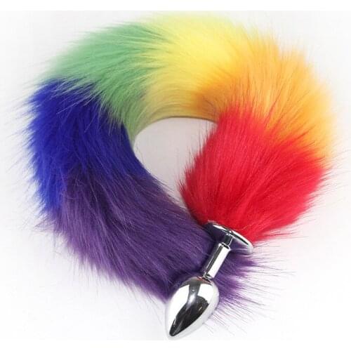 Sexy Metal Backyard Butt Plug Colored Tail Butt Plug Adult Toy Dog Tail Female Slave Training Props