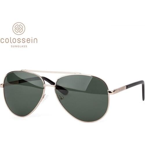COLOSSEIN Fashion Men Sunglasses Pilot Style Oval Metal Frame TAC Polarized Eyewear Fishing Driving Style New Arrival Sunglasses