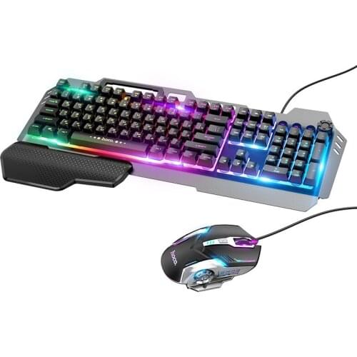 LED Symphony 9 Kinds of Lighting Game Keyboard and Mouse Set Russian Wired Mechanical Keyboard Desktop ABS