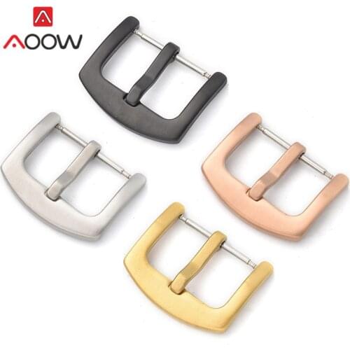 304 Stainless Steel Watch Clasp 16mm 18mm 20mm 22mm 24mm 26mm Solid Pin Buckle Metal Clasp Matte Watch Repair Accessories Silver