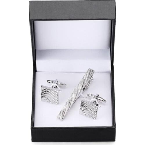 1 new luxury brand Cufflinks tie clip silvery metal laser Cufflinks tie clip, classic boutique gift set free shipping