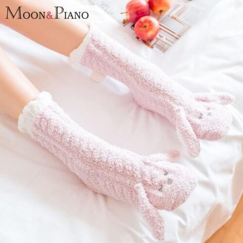 1 pair of Casual Coral Socks Cute Animal Design Christmas Gift High Quality Sweet Funny Women Tube socks Warm Winter Autumn Sock
