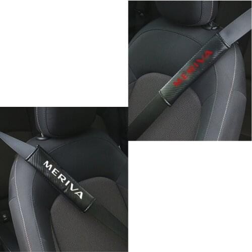 2pcs Pu Material Carbon Fiber Texture Fashion Car Seat Belt Cover Car Seat Belt Shoulder Pads Car Styling For Opel Meriva