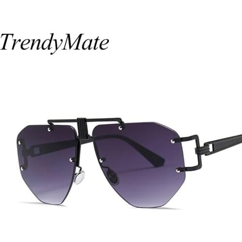 2018 Rimless Gradient Sunglasses Women Luxury Brand Designer Oversized Round Sun Glasses for Men Ladies Square Shades 5279M