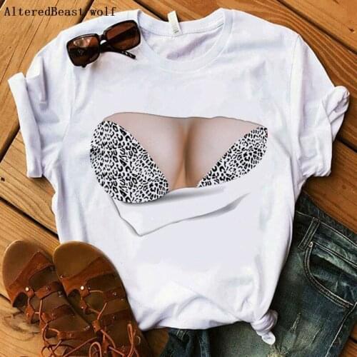 2019 Women summer Leopard boobs vogue sexy t shirt Print casual female short sleeve o neck t-shirt Boobs Harajuku Women tops tee