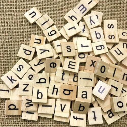 300PCS English Letter Set Word Scrapbooking Scrabble Number Alphabet Tile Wooden Letter Block Home DIY Educational Baby Toys