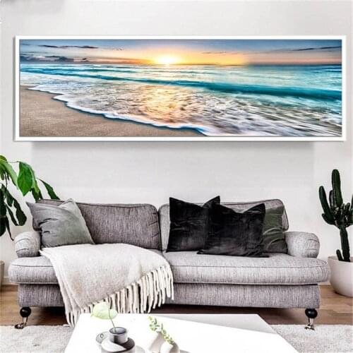 5D DIY square round Diamond Painting Large size Sale Seascape Beach Wave Sunrise Over Sea Art Set Mosaic Diamond Embroidery AS2