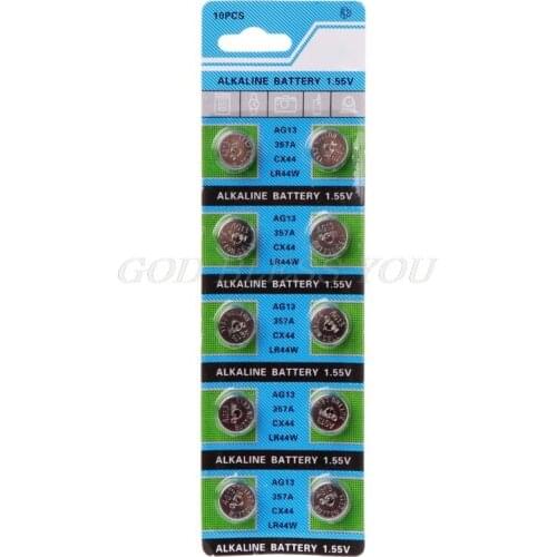AG13 A76 LR44 357A S76E G13 Button Coin Shaped Cell Battery 1.55V Alkaline Button Batteries Drop Shipping