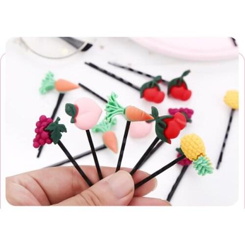 240pcs/lot DIY Simple Multi Resin Fruit&Vegetables Animals Hair Clip Baby Hairpins Hair Styling Tools Hair Accessories HA1214