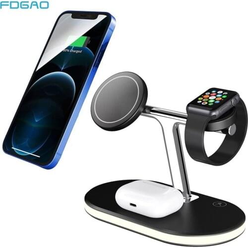 3 in 1 20W Fast Magnetic Wireless Charger Stand For Magsafe iPhone 12 Pro Max Apple Watch 6 5 4 3 2 AirPods Pro Qi Charging Dock