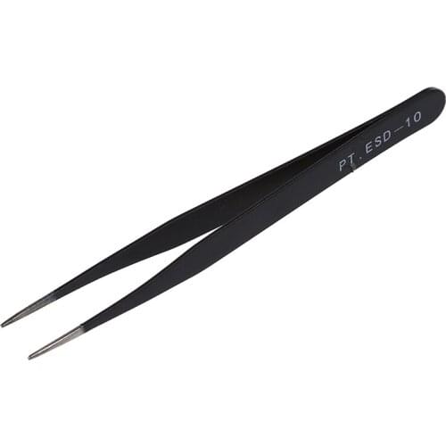 Black Metal Straight Sharp Tip Tweezer