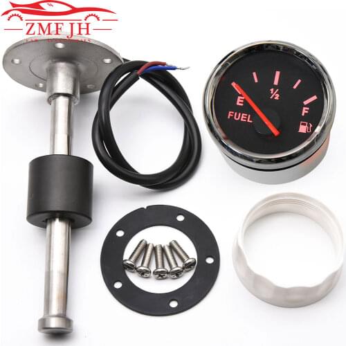 100 200 250 300 350 600mm Fuel Sending Unit with 0-190ohm Auto Fuel Level Gauge 52mm Marine Boat Fuel Level Meter with Red light