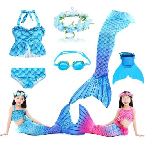 PrettyGirl Kids Girls Swimming Mermaid tail Mermaid Costume Cosplay Children Swimsuit Fantasy Beach Bikini can add Monofin Fin