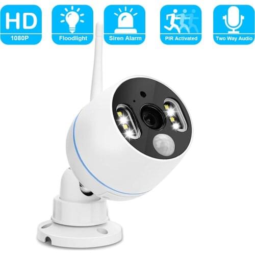1080P Alarm ip wifi camera White Led Floodlight Siren home security wireless camera PIR detection wifi camera outdoor cctv cam
