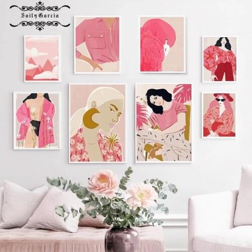 Pink Flower Glasses Fashion Lady Eagle Canvas Painting Abstract Nordic Posters and Prints Wall Art Picture for Living Room Decor