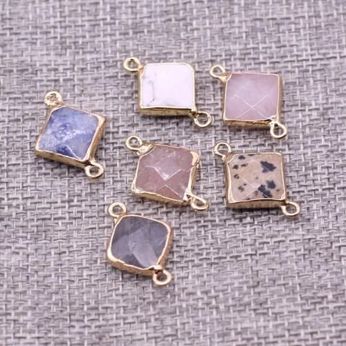 Natural Semi Precious Stone Connector Oblique Square Making Necklace Bracelet DIY Accessories 16*22mm Package Sale