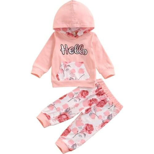Ma&Baby 0-30M Floral Baby Girl Clothes Set Letter Leopard Long Sleeve Hooded Tops Pants Autumn Sping Baby Clothes D84