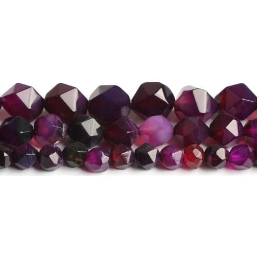 6/8/10mm Natural Faceted Purple Agates Stone Round Loose Beads for DIY Bracelet Jewellery Making 15 ‘’/Strand