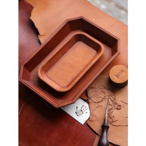 Light Luxury Italy Vegetable Tanned Head Layer Cowhide Debris Storage Box Multipurpose Retro Entrance Storage Car Key Box Tray