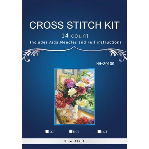 4ct Top Quality Beautiful Lovely Counted Cross Stitch Kit Summer Bouquet Flower Flowers in Vase Dim 70-35328