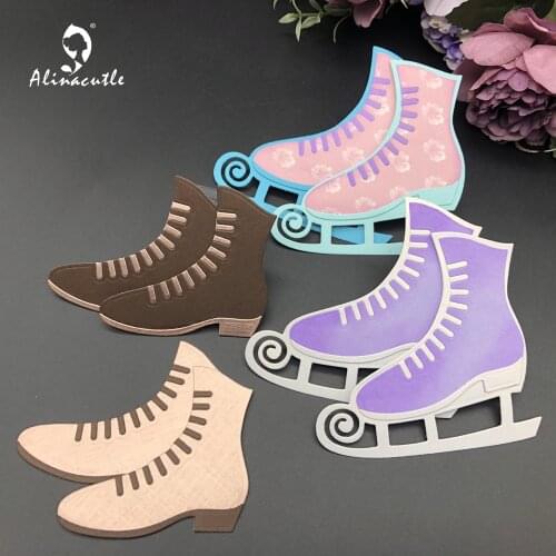 Winter Ice Skates Shoes Metal Cutting Die Scrapbooking Paper Craft Handmade Album Card Punch Art Alinacutle Cut Dies 20102303